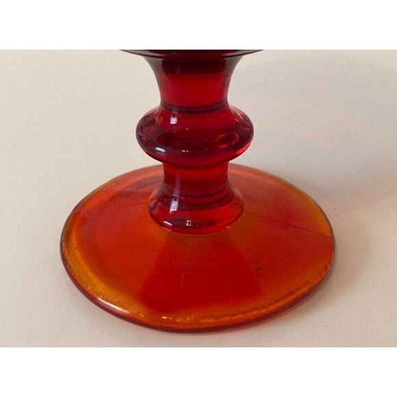 Water Goblet Ruby Red Thick Glass Heavy Replacement Vintage Unmarked - Picture 8 of 8
